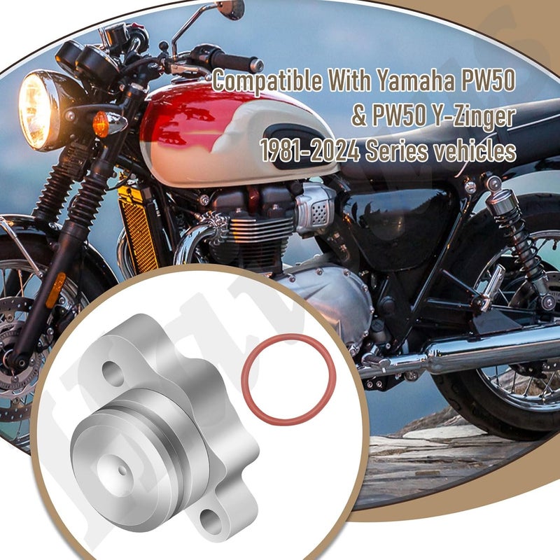 Haiouus Oil Pump Plug Cover Kits Compatible With Yamaha PW50 1981-2024 Series vehicles, With O-Ring, Plug Cover, Port Cap And 2 Pcs Mounting Bolts - Image 3